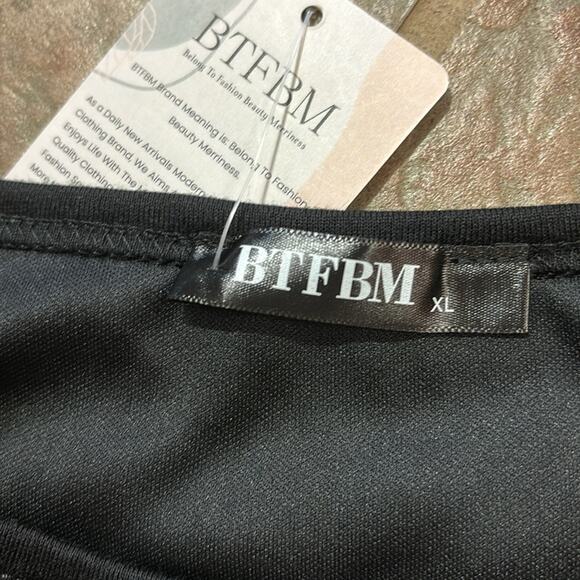 BTFMB Black Sleeveless Ruched Knit Mini Dress in Black - Picture 7 of 7